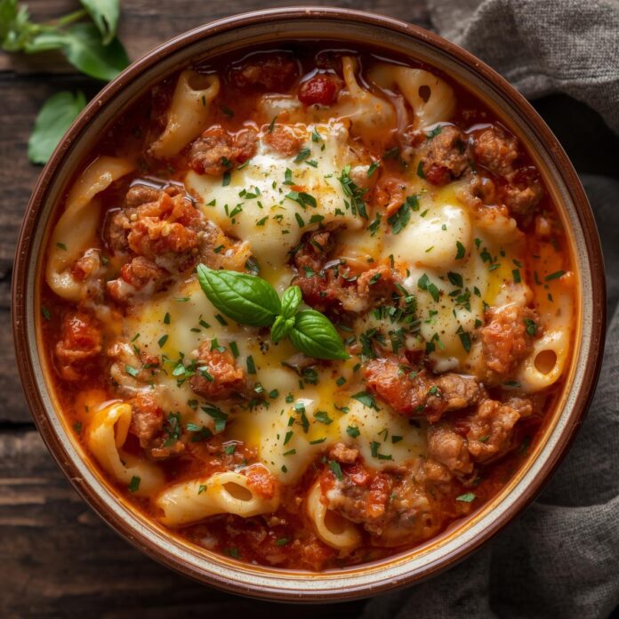 Cheesy Italian Lasagna Soup with Savory Herbs