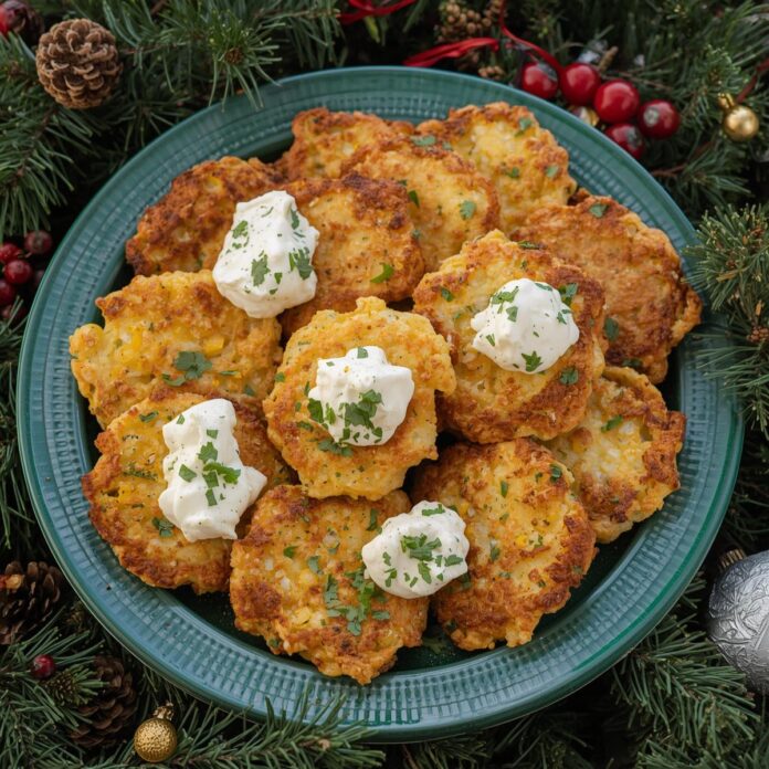 Corn Fritters With Whipped Feta for Christmas