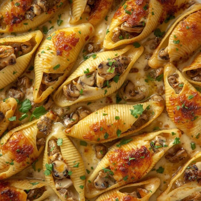 Creamy Garlic Mushroom Stuffed Shells