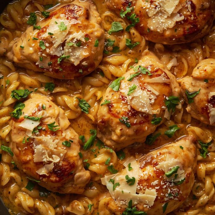 Creamy Parmesan Chicken Orzo Skillet