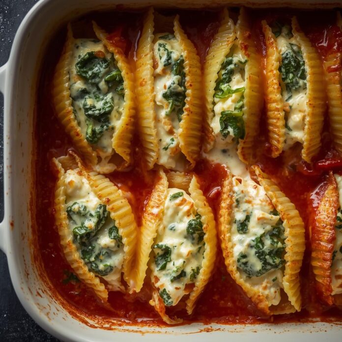 Easy Spinach and Ricotta Stuffed Shells