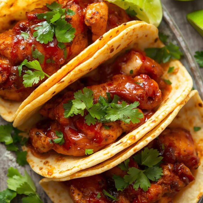Garlic Butter Honey BBQ Chicken Tacos