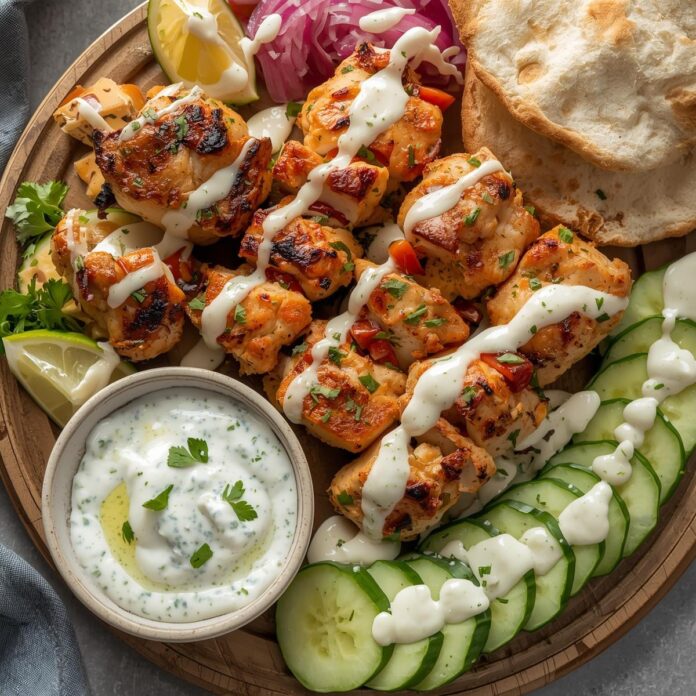 Greek Chicken Mezze Platter with Yogurt Drizzle