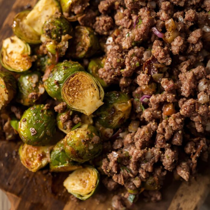 Ground Beef and Brussels Sprouts