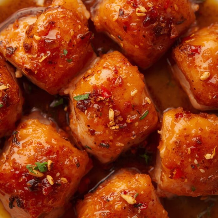 Hot Honey Salmon Bites