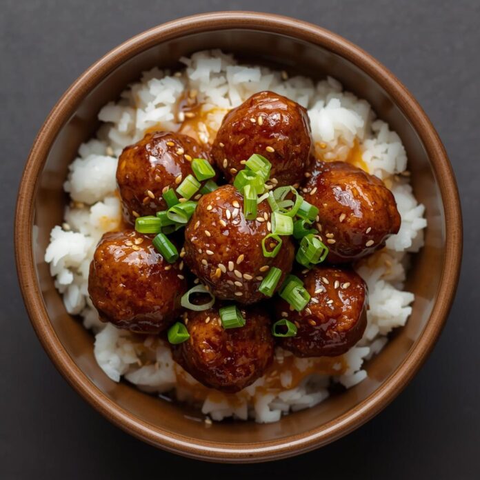 Korean BBQ Meatball Rice Bowls