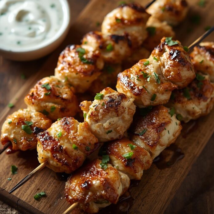 Ranch Garlic Parmesan Chicken Skewers