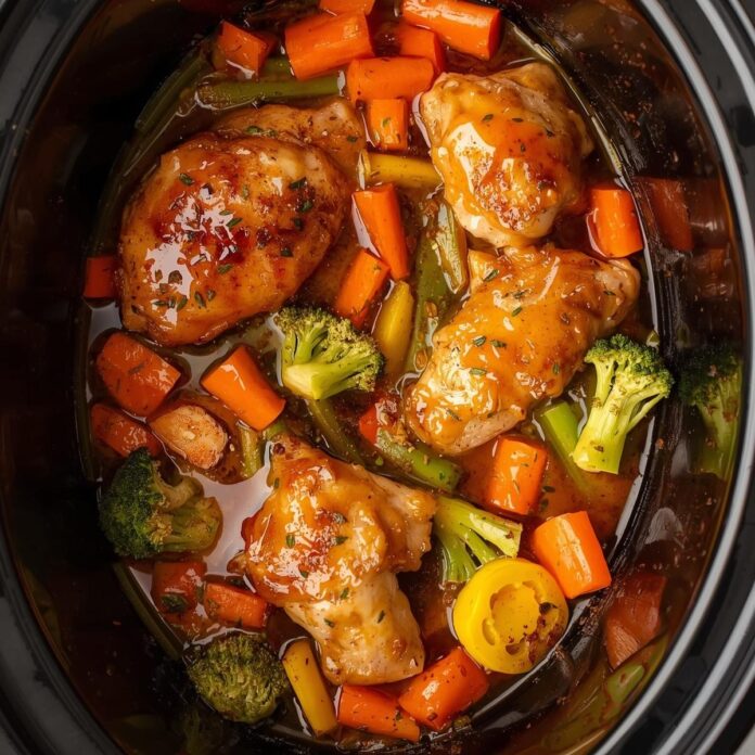 Slow Cooker Honey Garlic Chicken and Veggies
