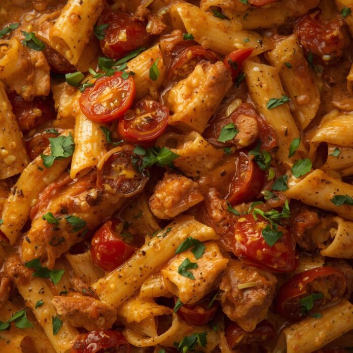 Spicy Chicken Creamy Pasta with Sun-Dried Tomatoes