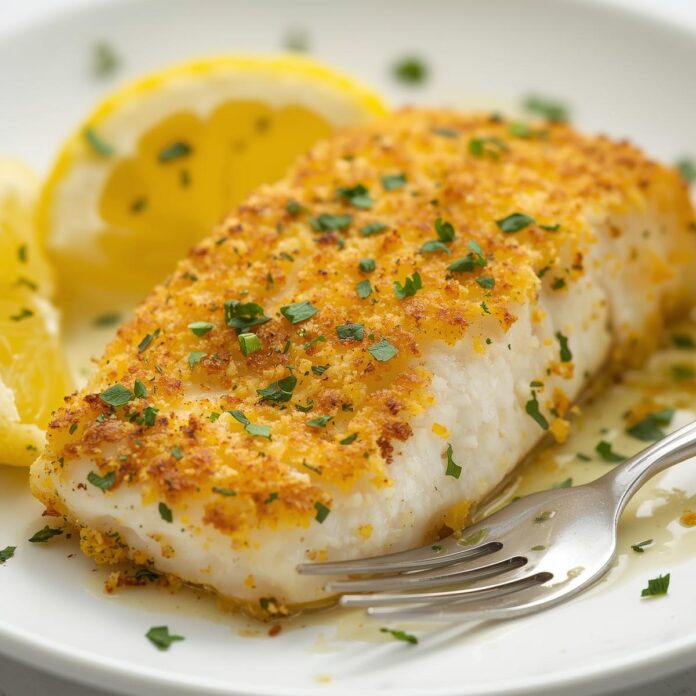 Garlic Parmesan Crusted Halibut