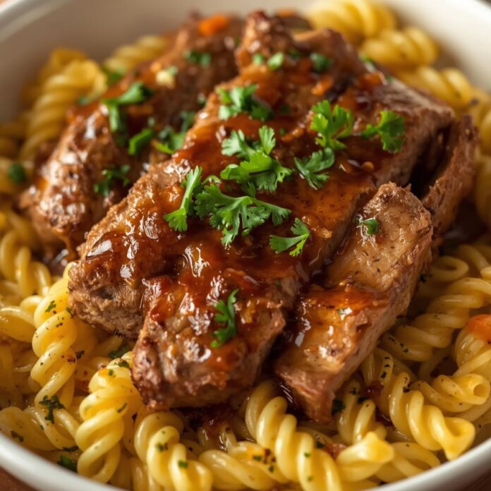 Sticky Honey Garlic Steak and Rotini