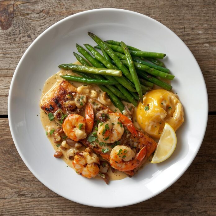 Cajun Shrimp and Salmon with Garlic Cream Sauce