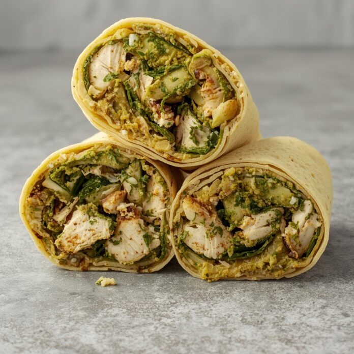 Chicken Pesto Veggie Wraps