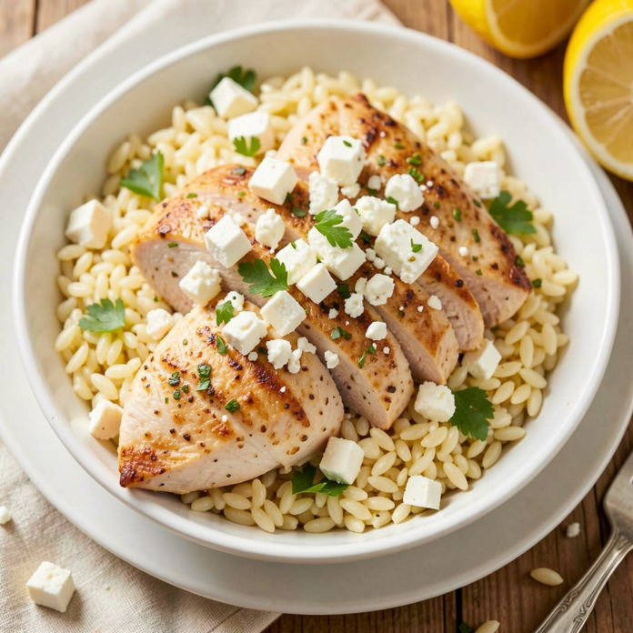 Easy Lemon Feta Chicken and Orzo