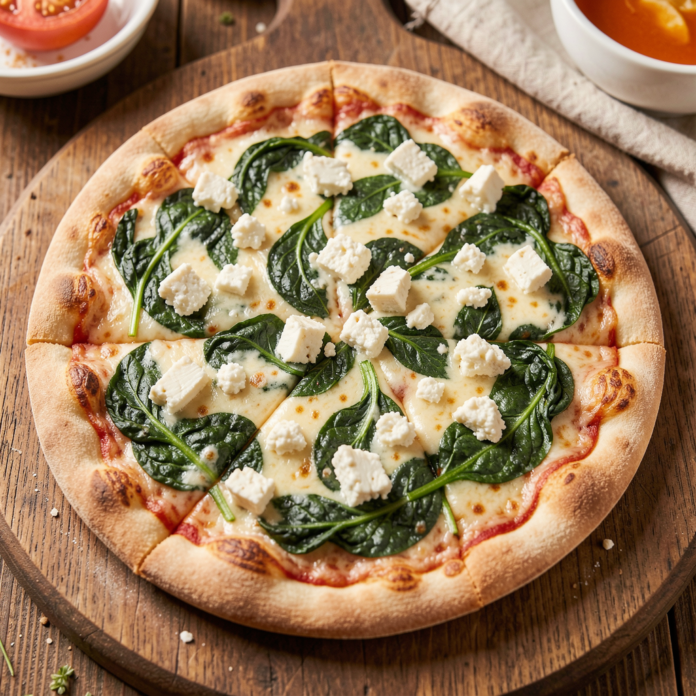 Easy Spinach and Feta Flatbread Pizza