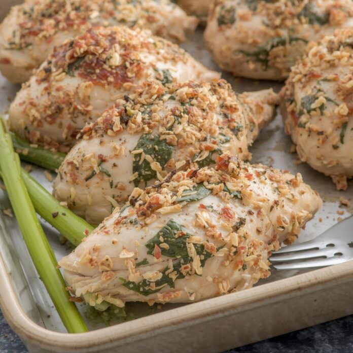 Sundried Tomato, Spinach, and Cheese Stuffed Chicken