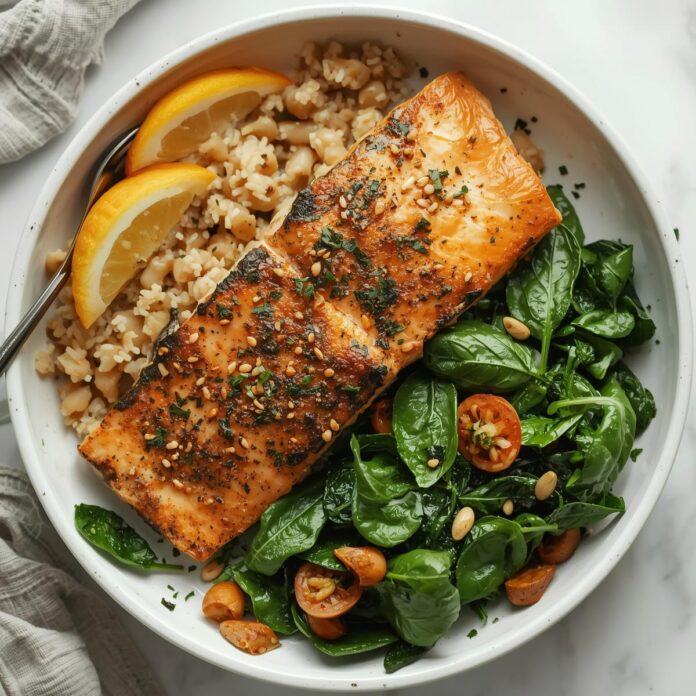 Baked Salmon With Spinach