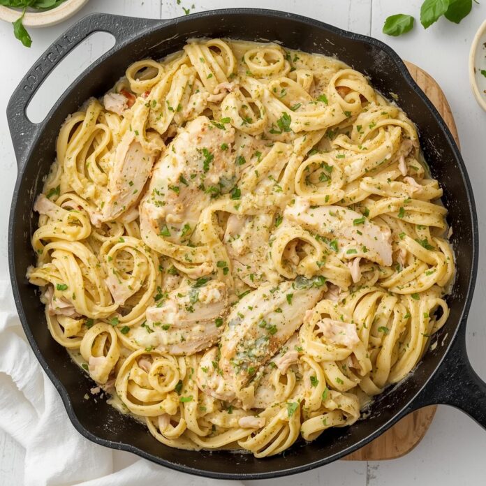 Creamy Pesto Chicken Pasta Bake