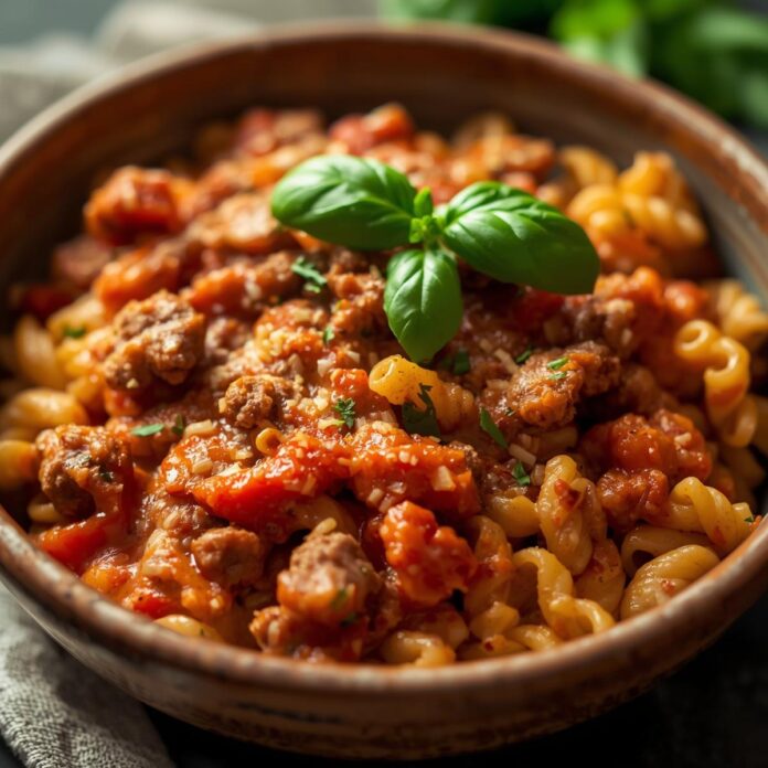 Creamy Tomato Sauce Ground Beef Orzo