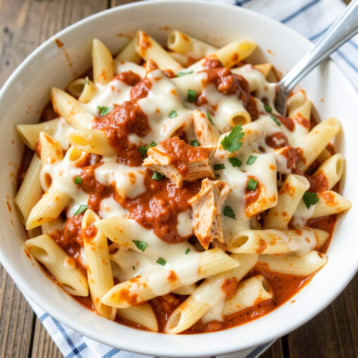 Delicious Buffalo Chicken Alfredo Penne