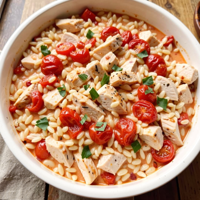 Simple Creamy Tomato Orzo With Chicken