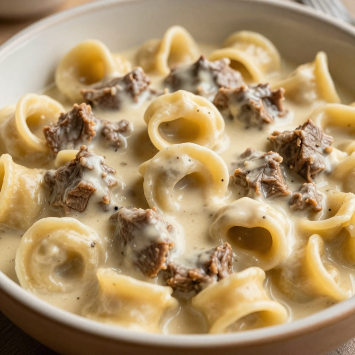 30-Minute Creamy One-Skillet Beef Stroganoff Tortellini