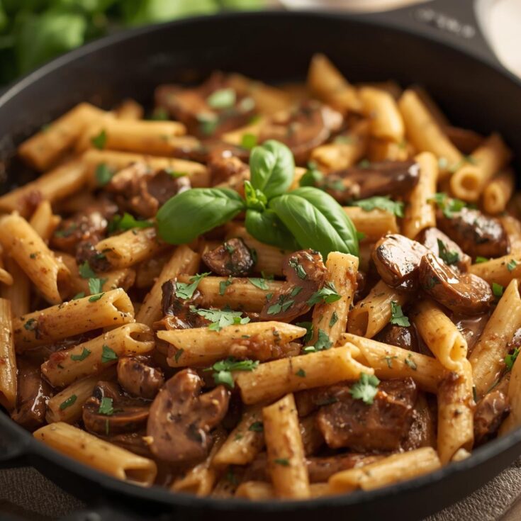 Creamy Tuscan Mushroom Pasta Skillet – One Pan Comfort Dinner