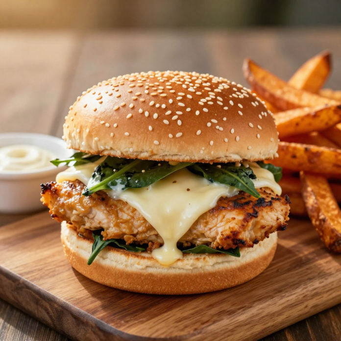 White Cheddar and Spinach Chicken Burgers – Juicy and Flavorful