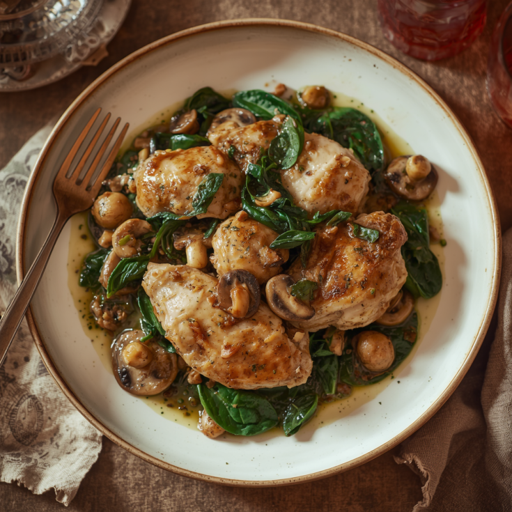 Chicken Spinach and Mushroom – Simple, Creamy and Flavorful