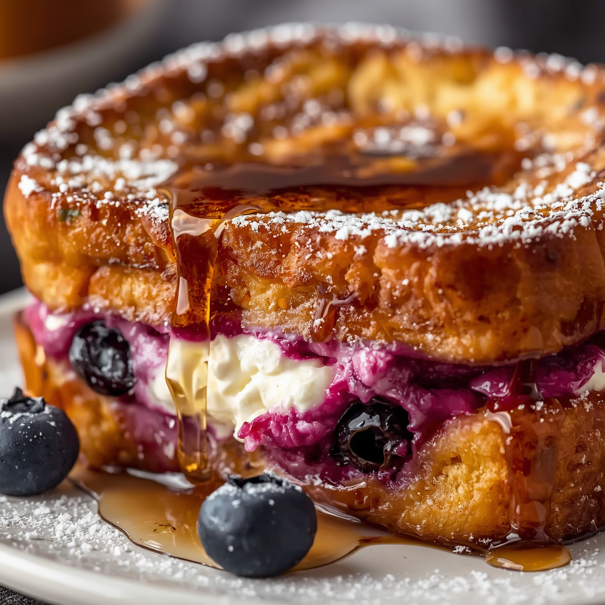 Blueberry Cream Cheese Stuffed French Toast