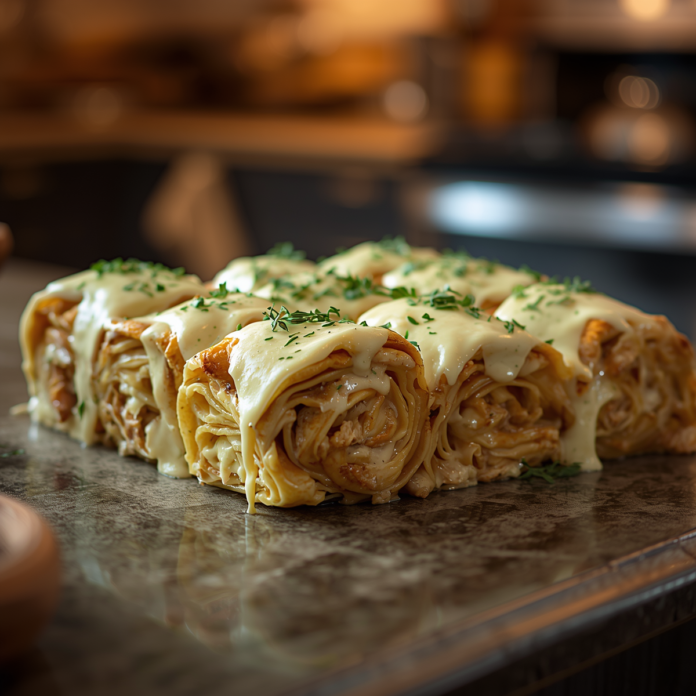 Cheesy Chicken Alfredo Lasagna Rolls Recipe Addictive