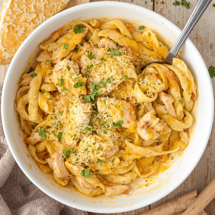 Creamy Garlic Parmesan Chicken Pasta Bake