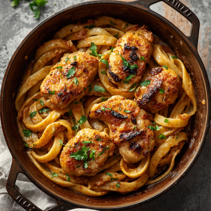 Crispy Garlic Butter Chicken Pasta Recipe One Pan