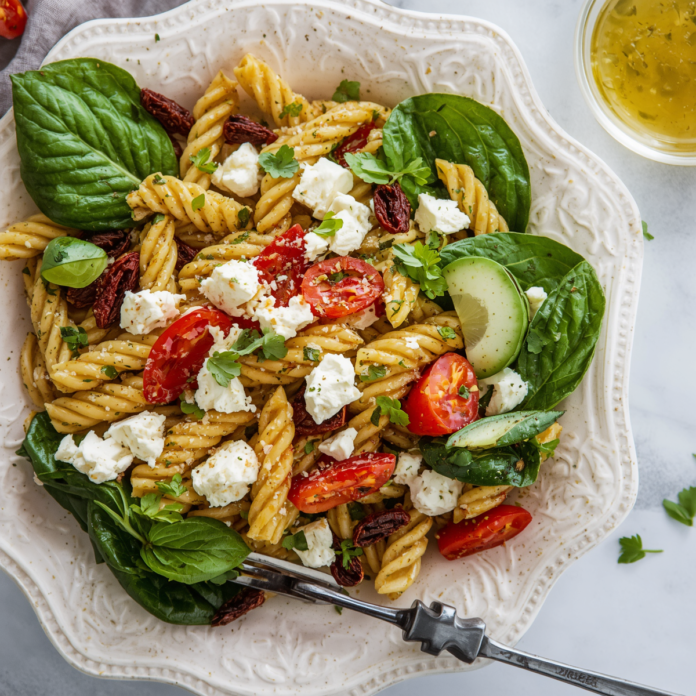 Fresh Mediterranean Pasta Salad (Lemon Herb)
