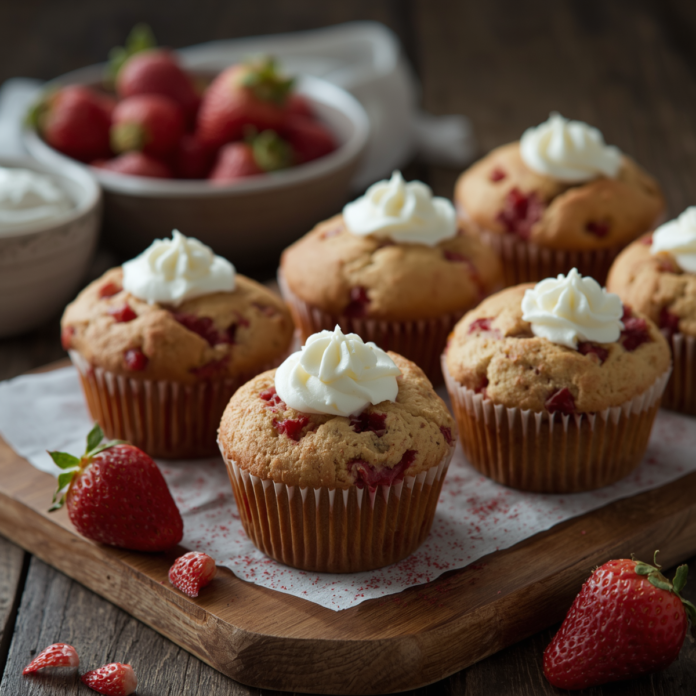 Strawberry Muffins with Cream