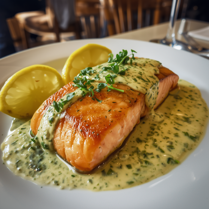 The Best Pan-Seared Salmon with Creamy Pesto Butter Sauce