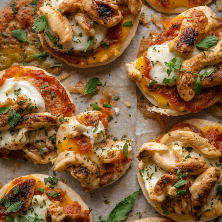 Tuscan Garlic Chicken Pita Pizzas Creamy Dreamy Bite