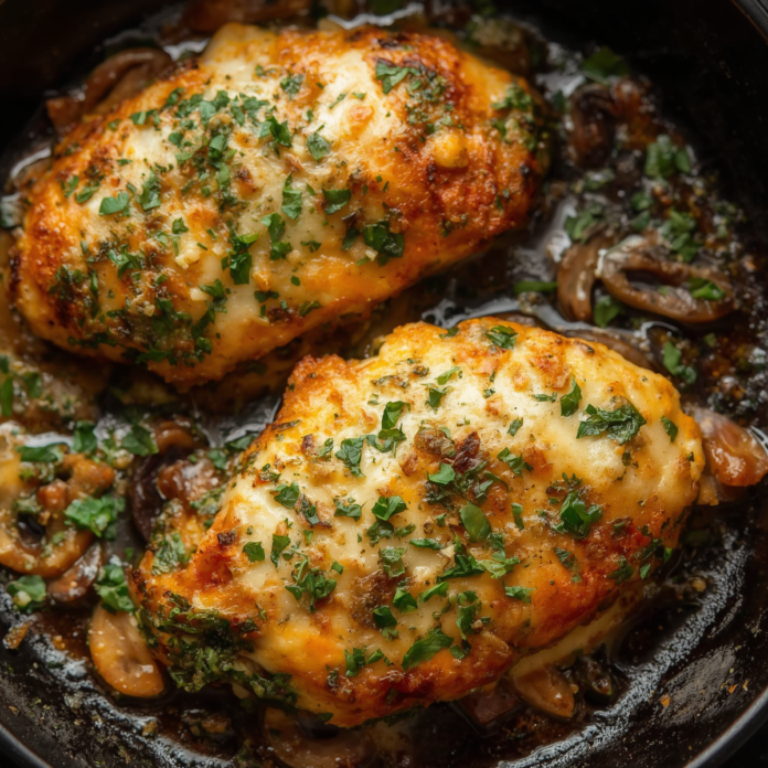 Cheesy Keto Chicken Parmesan Spinach Mushroom Recipe