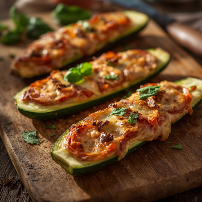 Cheesy Zucchini Pizza Boats Recipe Low Carb