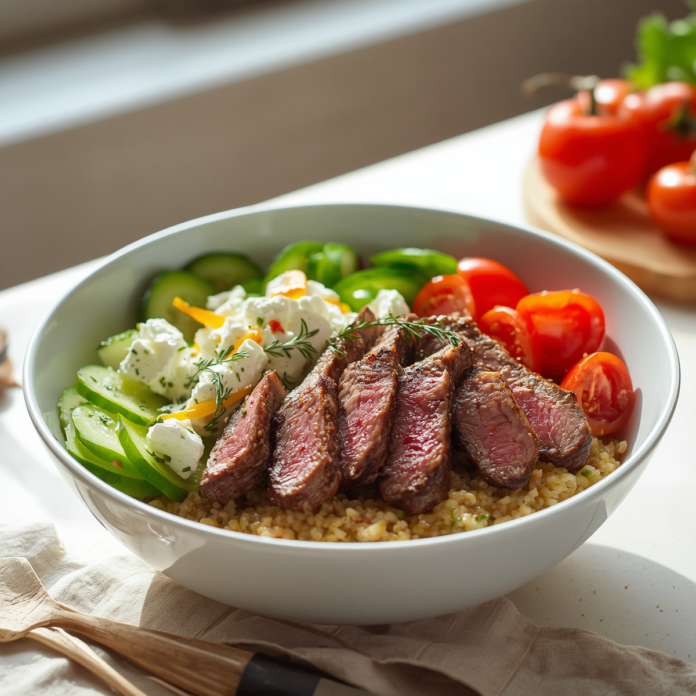 High-Protein Mediterranean Steak Bowl Recipe