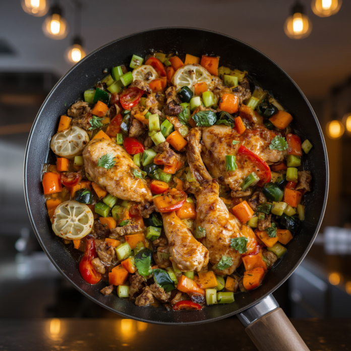 One Pan Chicken Cheesesteak Skillet Recipe