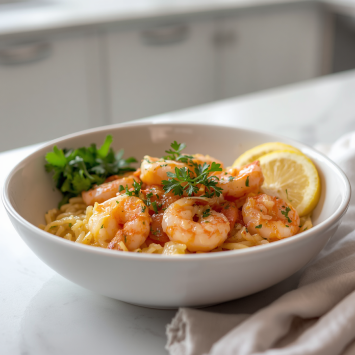 Creamy Shrimp Orzo in Lemon Garlic Sauce Recipe