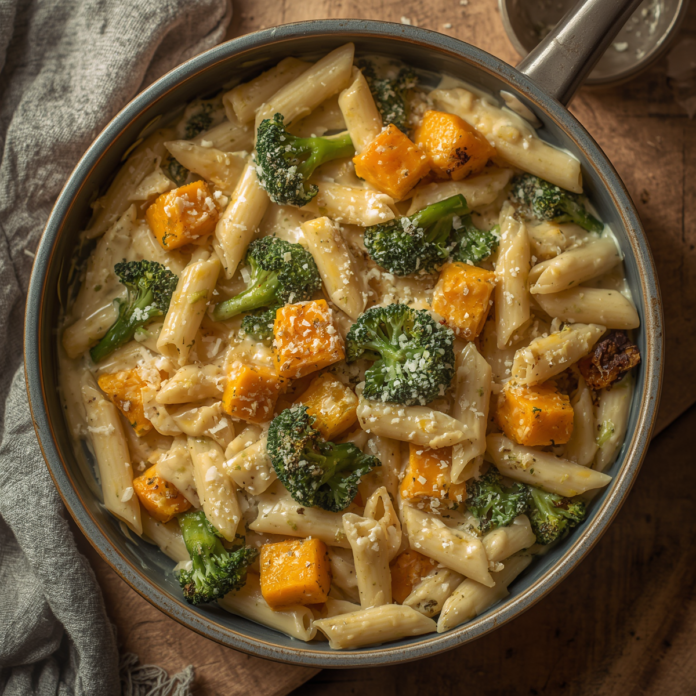 Butternut Squash Roasted Broccoli Alfredo Penne Recipe