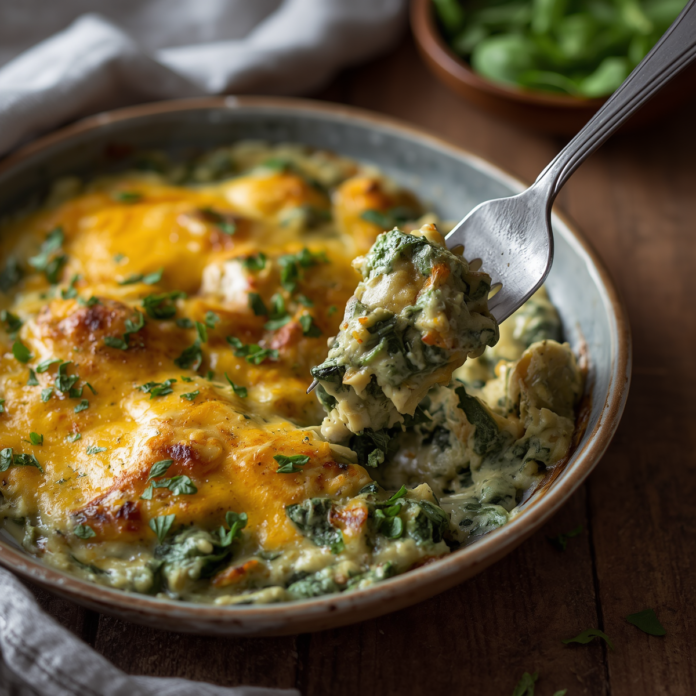 Cheesy Low-Carb Chicken Spinach Bake Recipe