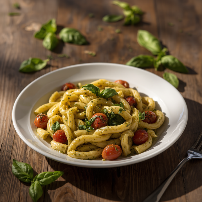Creamy Pesto Pasta with Roasted Tomatoes Recipe